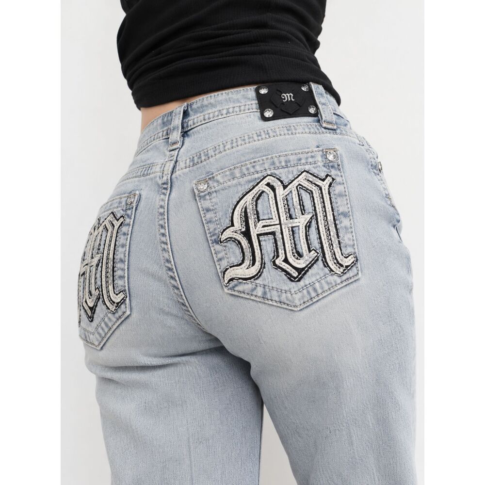 Miss Me Mid Rise Wide Leg Jeans In Vintage Blue 31